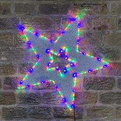 Flash Sale 😉 Premier 95cm 🎁 Christmas Star Tinsel Rope Light With 120 Multi Coloured LEDs 💯