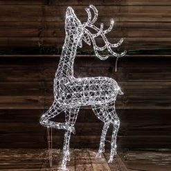 Budget 😀 Noma 2m White Wicker Standing Reindeer With 400 White LEDs 🎉