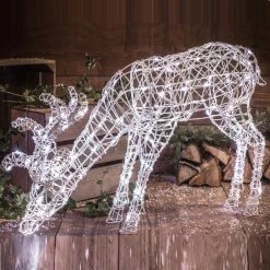 Cheap 🥰 Noma 1m White Wicker Grazing Reindeer With 160 White LEDs 👏