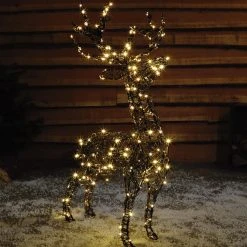 Buy 🔔 Noma 1.1m Warm White LED Standing Wicker Reindeer ✔️