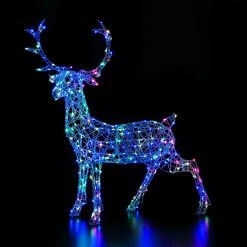 New 💯 Noma 1.4m Colour Changeable White Wicker Stag With Remote Control 🎁