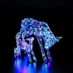 Discount 😀 Noma Set Of 2 Remote Controlled Colour Changeable White Wicker Deer & Fawn 💯