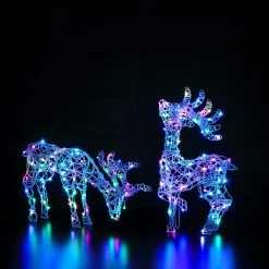 Outlet 🎁 Noma 60cm Colour Changeable White Wicker Standing Stag With Remote Control 🔔