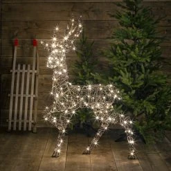 Budget ๐ Noma 1.35m Brown Wicker Standing Richmond Stag With Warm White LEDs ๐