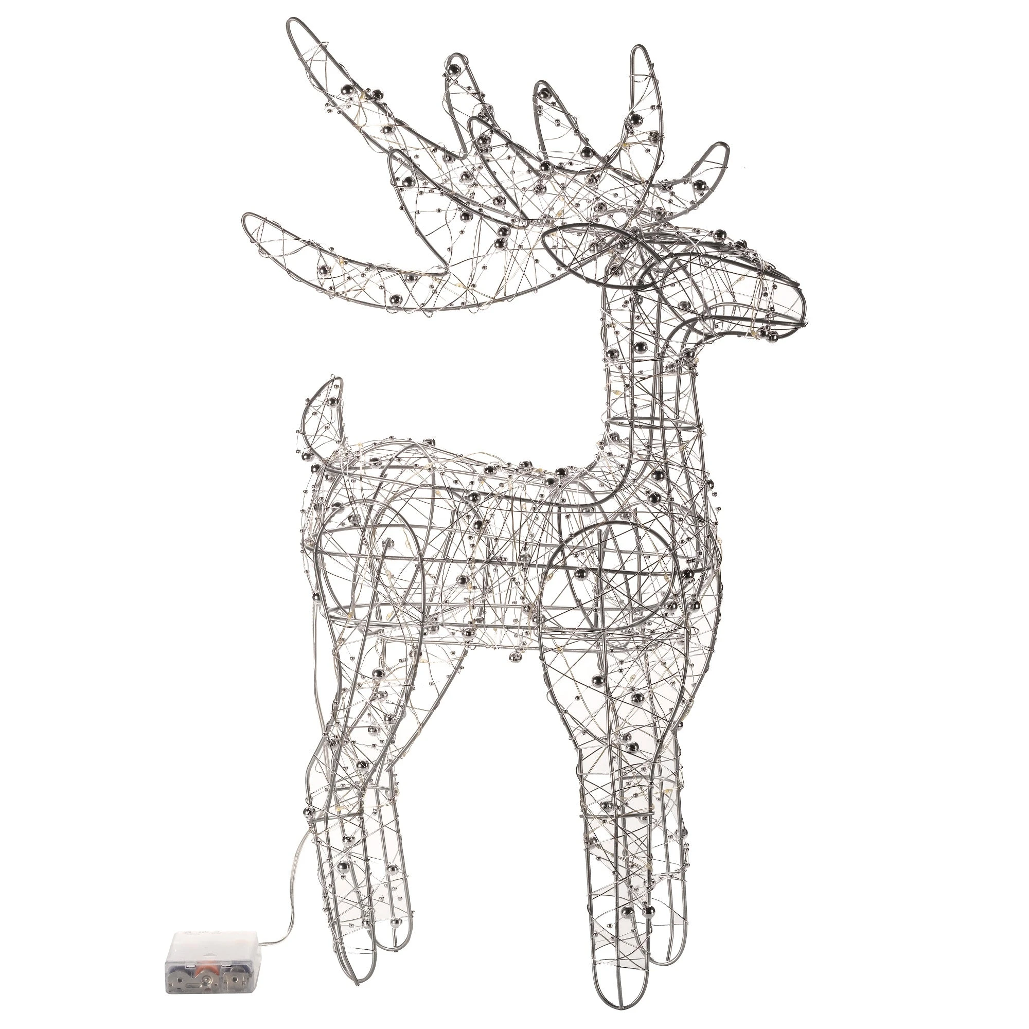 Promo ✔️ Three Kings Silver Wire Reindeer With 60 Warm White LEDs ❤️ 2 Promo ✔️ Three Kings Silver Wire Reindeer With 60 Warm White LEDs ❤️ - Image 2