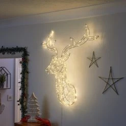 Cheapest 🛒 Three Kings 75cm Wall Mounted Stags Head With 250 Warm White LED's 🧨