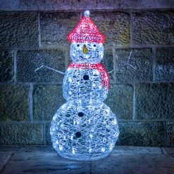 New ❤️ Kaemingk Large Outdoor Snowman 🔔 Christmas Acrylic With Ice White LEDs 🔥