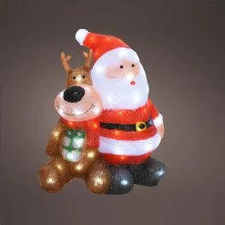 New ⭐ Lumineo Acrylic 🎁 Christmas Santa With Reindeer 🤩