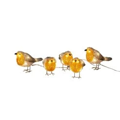 Brand new 🎉 Festive Set Of 5 LED Lit Acrylic 🎄 Christmas Robins ❤️ -UK Christmas World Sales Store 6245 103.I.1.0 Copy