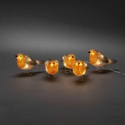 Brand new 🎉 Festive Set Of 5 LED Lit Acrylic 🎄 Christmas Robins ❤️ -UK Christmas World Sales Store 6245 103.P.1.0 Copy