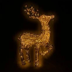 New 🔥 Festive Decorations Large Woodland Glass-look Acrylic Reindeer With Leg Up In Warm White ⭐