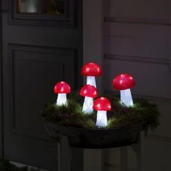 Flash Sale 😍 Konstsmide Set Of 5 Acrylic 🎄 Christmas Mushroom Lights 👏