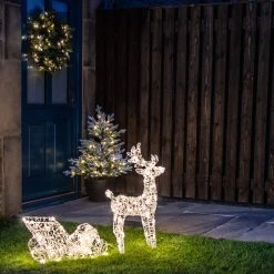 Budget ๐ Lumineo Acrylic ๐ Christmas Reindeer And Sleigh With Warm White LEDs ๐ฅ