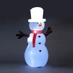 Best Sale 🎁 Snowtime 2.4m Snowman With Red Scarf LED Lit 🎄 Christmas Inflatable 👍