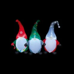 Budget 👍 Premier 6ft Trio Of Gnomes LED Lit 🔔 Christmas Inflatable ❤️