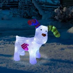 Brand new 🔔 Snowtime The Snowdog Battery Powered Acrylic With 24 White LEDs 🛒