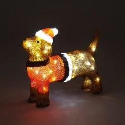 Deals ❤️ Snowtime ❄ Christmas Dachshund With 48 Ice White LED's 🎉