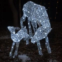 Budget ❤️ Noma Set Of 2 Jewelled Mum And Baby Deer Outdoor Display 🎁